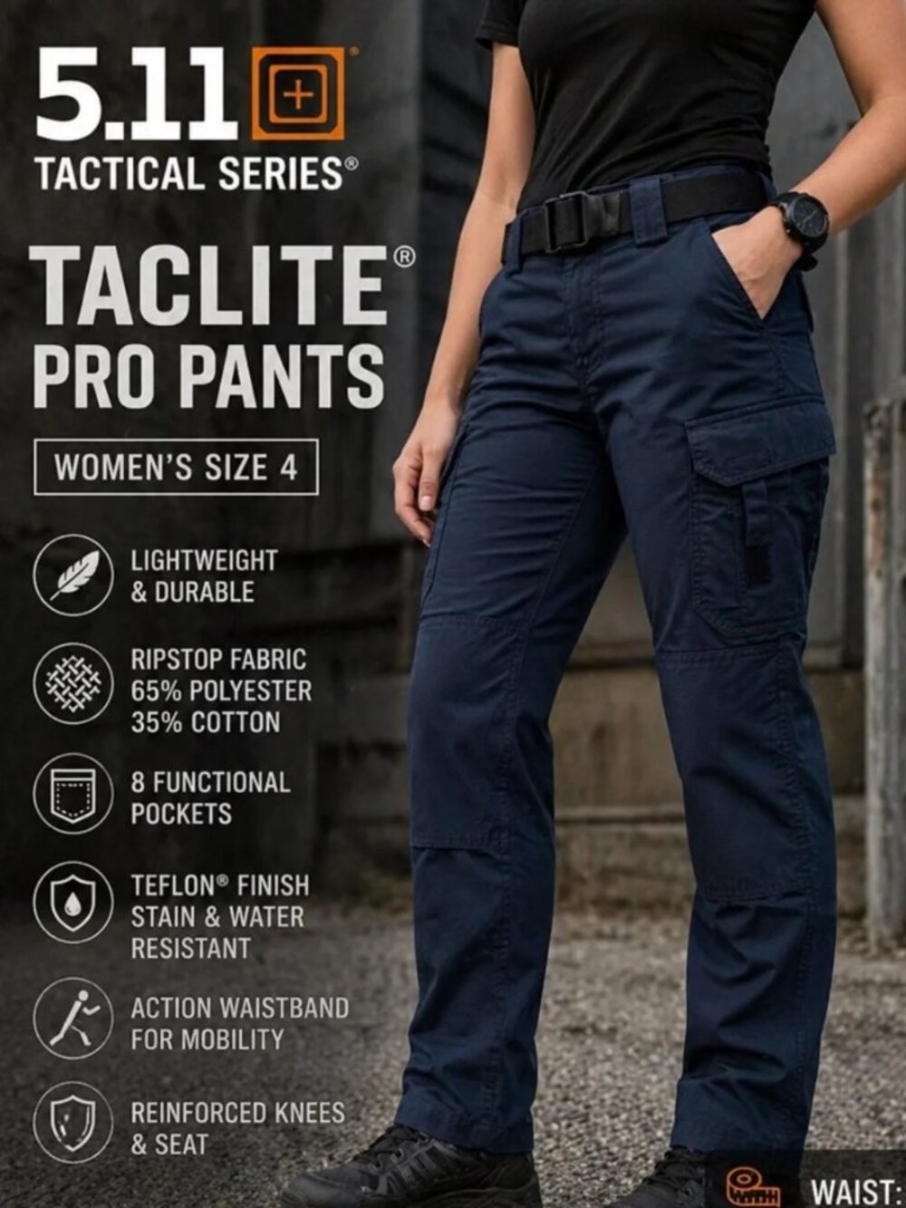 5.11 TACTICAL Taclite Pro Pants in Dark Navy SZ 12 LONG